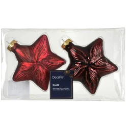 KAEMINGK Lot de 2 suspensions de Noël en verre (H10 cm) Étoiles Céleste Bordeaux New