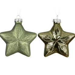 KAEMINGK Lot de 2 suspensions de Noël en verre (H10 cm) Étoiles Céleste Vert romarin Online