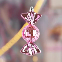 KAEMINGK Lot de 3 suspensions de Noël (H12 cm) Bonbons disco Rose Discount