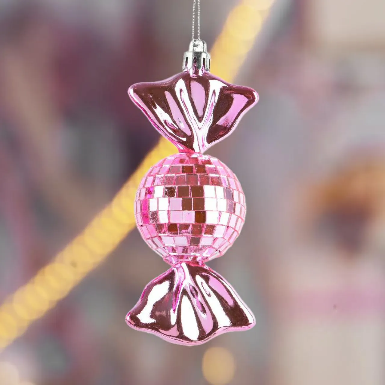 KAEMINGK Lot de 3 suspensions de Noël (H12 cm) Bonbons disco Rose Discount