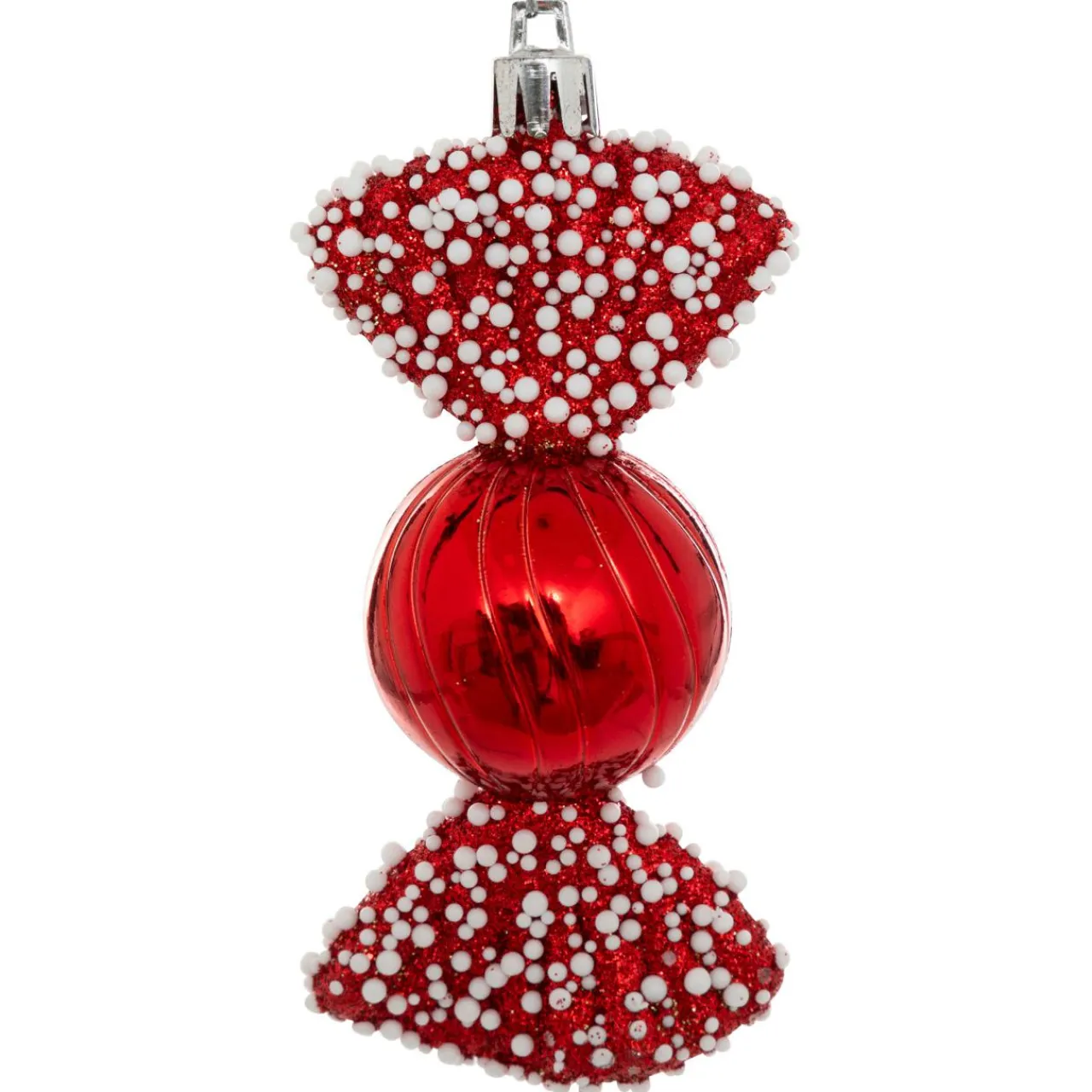 JJA Lot de 4 suspensions de Noël (H10 cm) Bonbons délice Rouge Discount