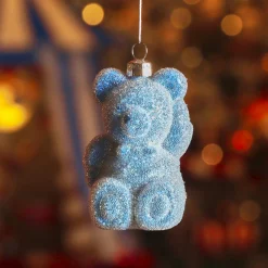 KAEMINGK Lot de 2 suspensions de Noël (H9 cm) Ourson en sucre Bleu Clearance