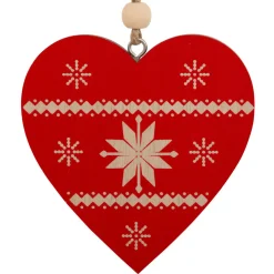 JJA Lot de 2 suspensions en bois (H8 cm) Duo Savoyard Blanc et Rouge Discount