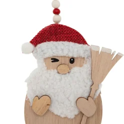 JJA Lot de 2 suspensions en bois (H12 cm) Balais de Noël et Rouge Naturel Best