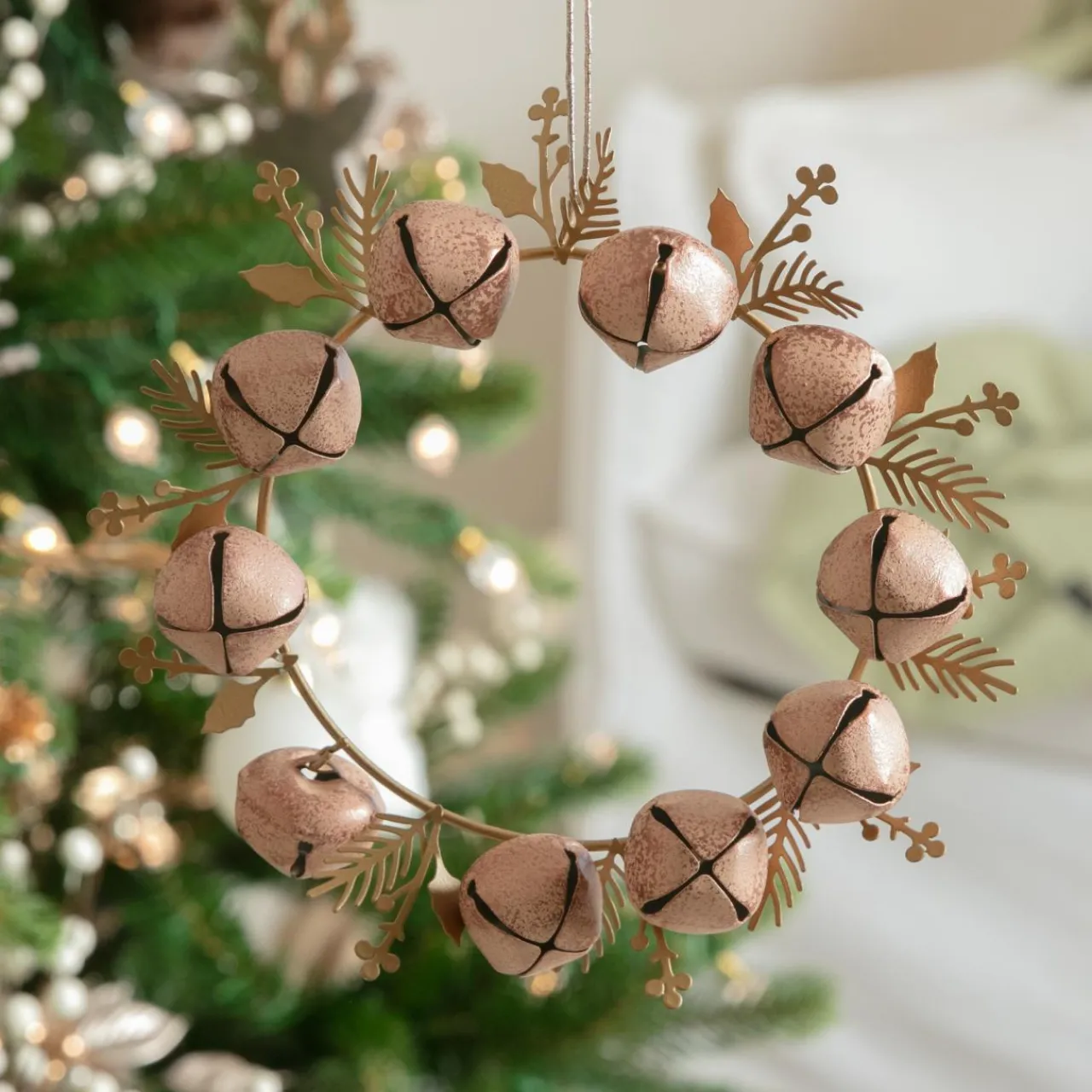 KAEMINGK Lot de 2 suspensions en métal (D19 cm) Couronne de clochettes et or Rose Clearance