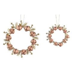 KAEMINGK Lot de 2 suspensions en métal (D19 cm) Couronne de clochettes et or Rose Clearance