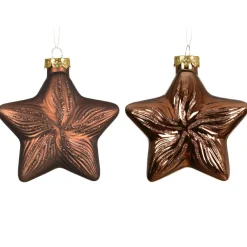 KAEMINGK Lot de 2 suspensions en verre (H10 cm) Étoiles Céleste Brun café Best