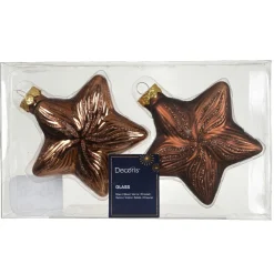 KAEMINGK Lot de 2 suspensions en verre (H10 cm) Étoiles Céleste Brun café Best