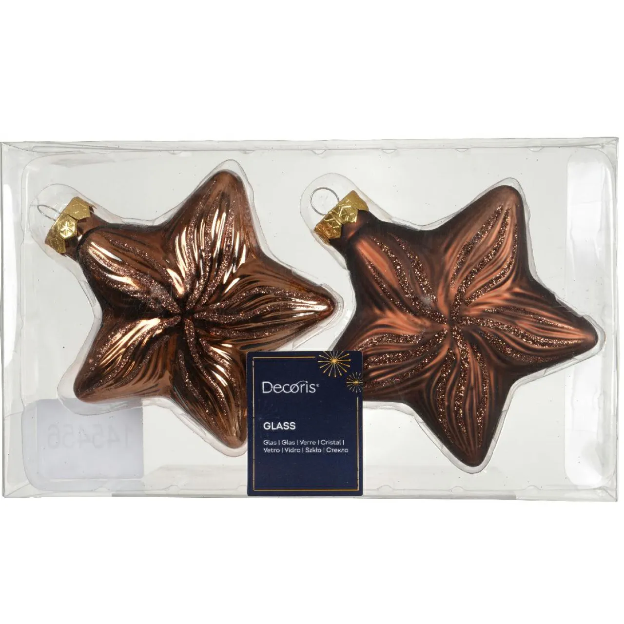 KAEMINGK Lot de 2 suspensions en verre (H10 cm) Étoiles Céleste Brun café Best