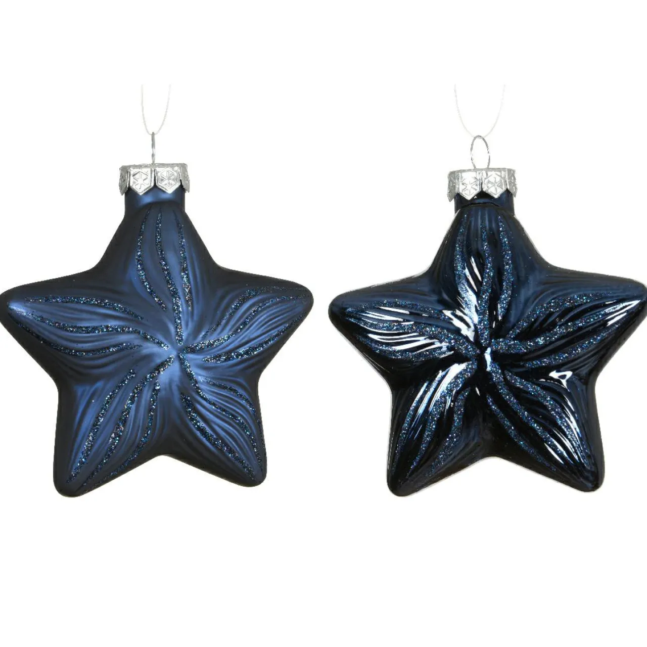 KAEMINGK Lot de 2 suspensions en verre (H10 cm) Étoiles Céleste Bleu Bleu nuit Clearance