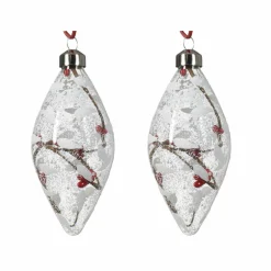 KAEMINGK Lot de 2 suspensions en verre (H13 cm) Branches Transparent New