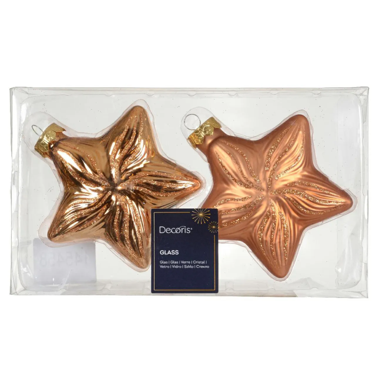 KAEMINGK Lot de 2 suspensions en verre (H10 cm) Étoiles Céleste Cognac Outlet