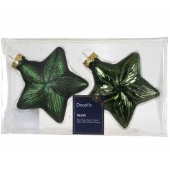 KAEMINGK Lot de 2 suspensions en verre (H10 cm) Étoiles Céleste Vert Pin Vert sapin Outlet