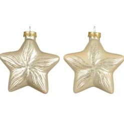 KAEMINGK Lot de 2 suspensions en verre (H10 cm) Étoiles Céleste Perle New