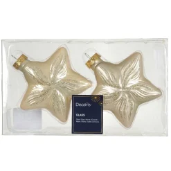 KAEMINGK Lot de 2 suspensions en verre (H10 cm) Étoiles Céleste Perle New