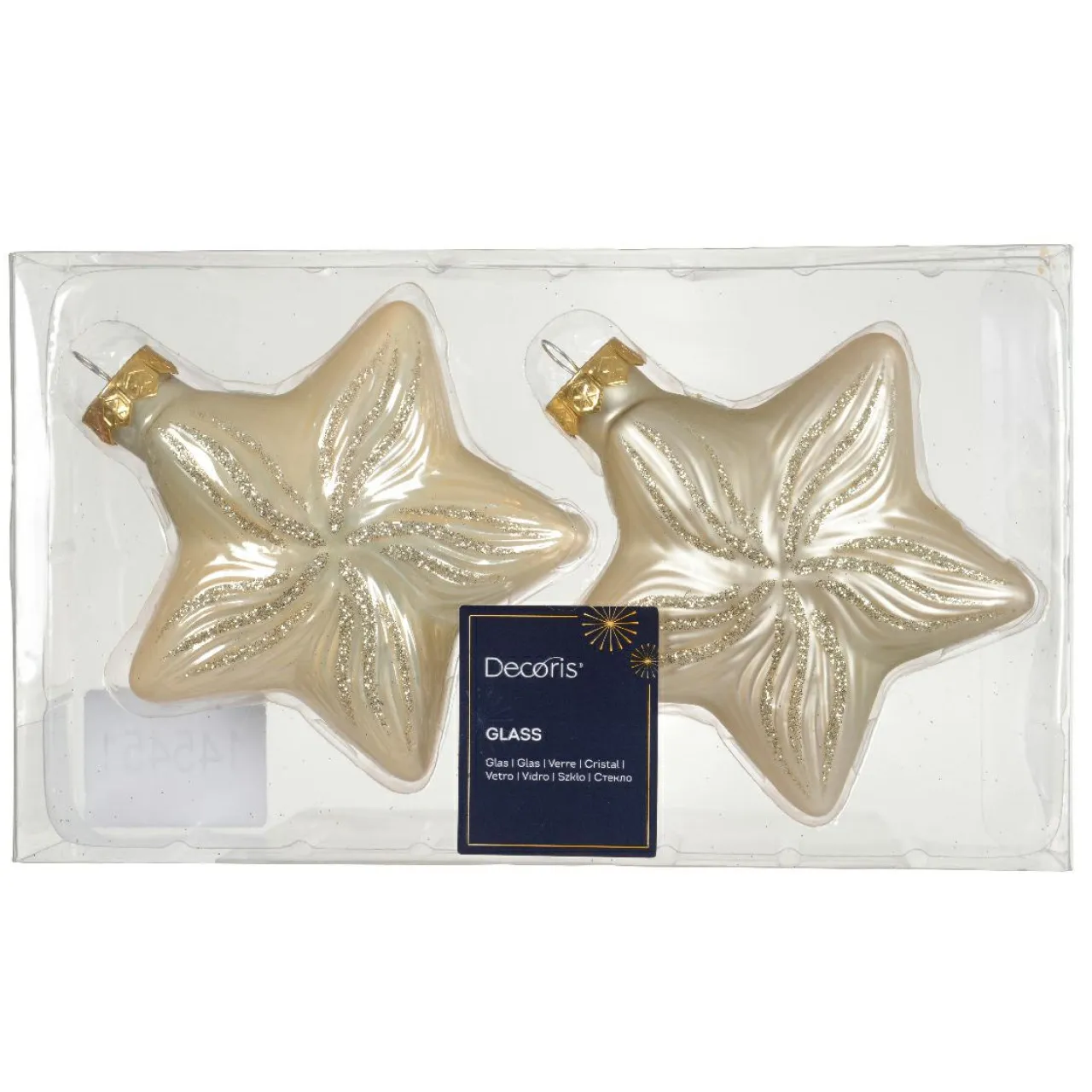 KAEMINGK Lot de 2 suspensions en verre (H10 cm) Étoiles Céleste Perle New