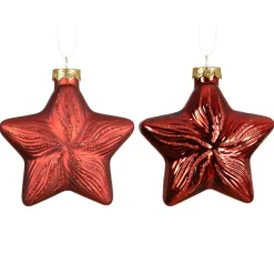 KAEMINGK Lot de 2 suspensions en verre (H10 cm) Étoiles Céleste Rouge Online