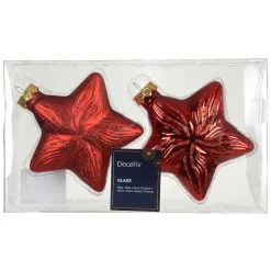 KAEMINGK Lot de 2 suspensions en verre (H10 cm) Étoiles Céleste Rouge Online