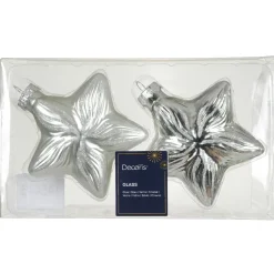 KAEMINGK Lot de 2 suspensions en verre (H10 cm) Étoiles Céleste Argent New