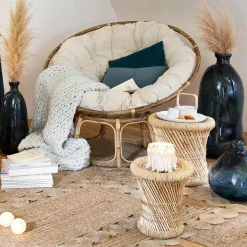 ATMOSPHERA Lot de 2 tables d'appoint (H38-H30 cm) Corde naturelle Beige New