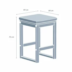 MOBELLIA Lot de 2 tabourets hauts de jardin en bois d'acacia Bornéo Gris Anthracite Best