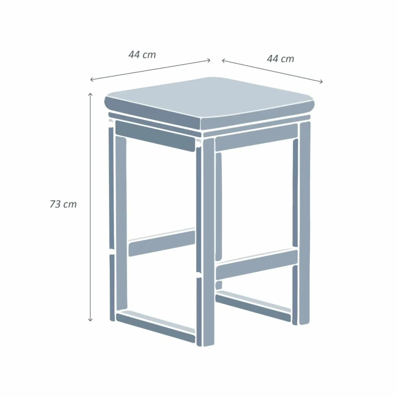 MOBELLIA Lot de 2 tabourets hauts de jardin en bois d'acacia Bornéo Gris Anthracite Best