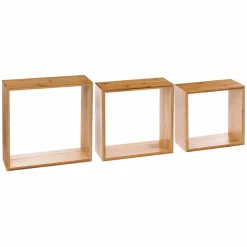 ATMOSPHERA Lot de 3 étagères bambou (H15-20-25 cm) Cube Fixy Naturel Bois Outlet