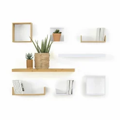 ATMOSPHERA Lot de 3 étagères bambou (H15-20-25 cm) Cube Fixy Naturel Bois Outlet