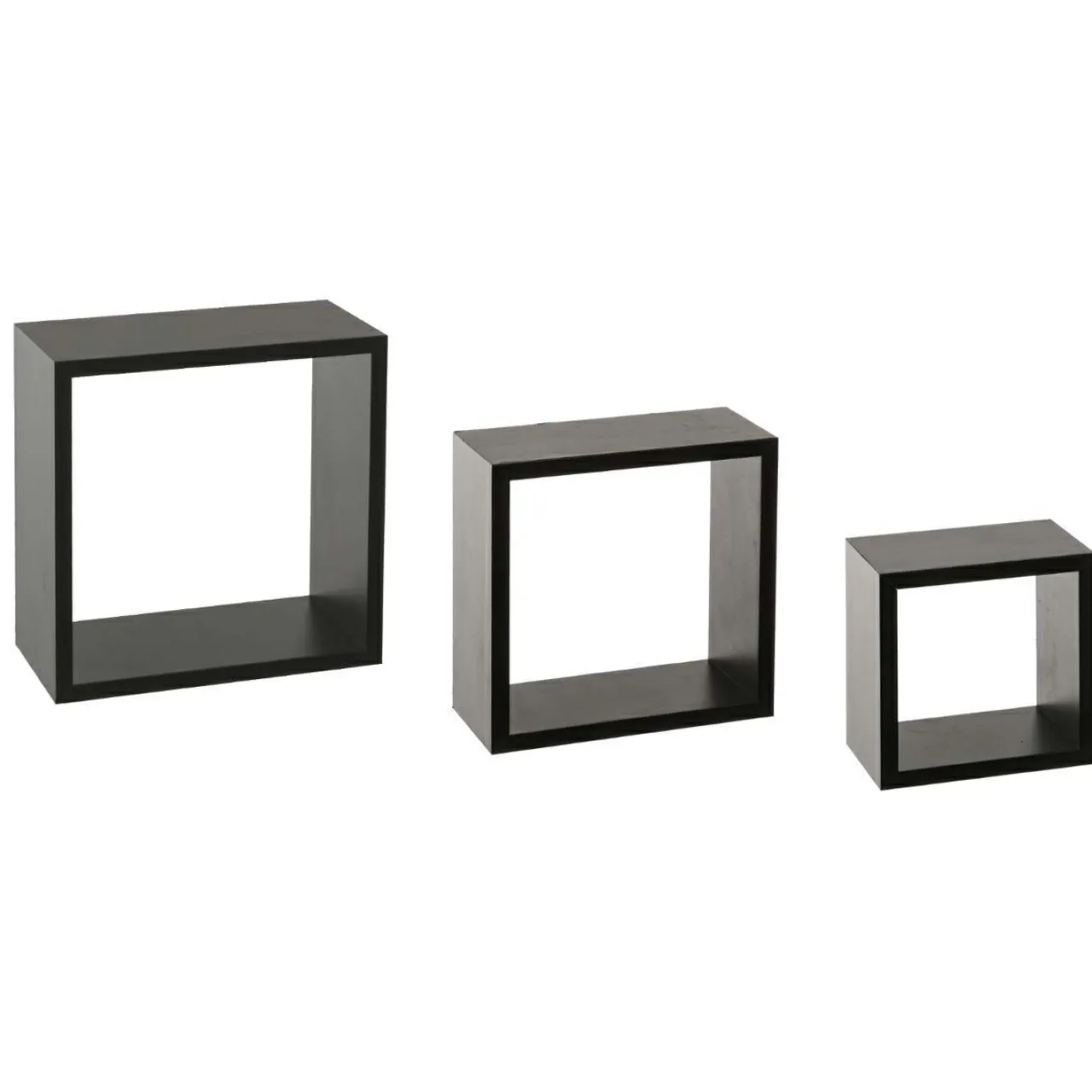 ATMOSPHERA Lot de 3 étagères bois (H15-20-25 cm) Cube Noir Hot