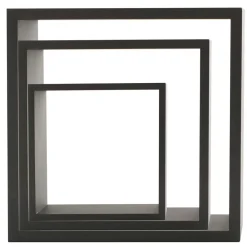 ATMOSPHERA Lot de 3 étagères bois (H15-20-25 cm) Cube Noir Hot