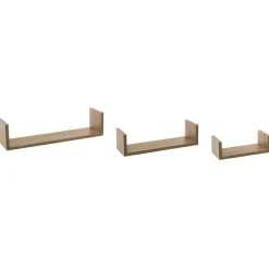 ATMOSPHERA Lot de 3 étagères murales en (L22-32-42 cm) Bord Naturel Bois Clearance