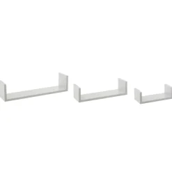 ATMOSPHERA Lot de 3 étagères murales en bois (L22-32-42 cm) Bord Blanc Best