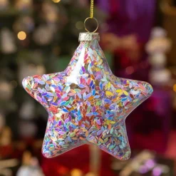 KAEMINGK Lot de 12 étoiles de Noël en verre (D90 mm) Paillettes festives s Multicolore Online