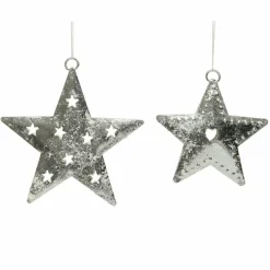 KAEMINGK Lot de 2 étoiles de Noël (H11 cm) Metalia Argent Best