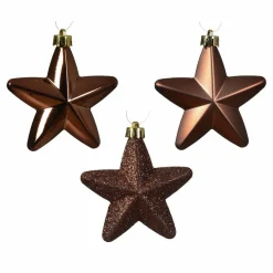 KAEMINGK Lot de 6 étoiles de Noël à suspendre (H7 cm) Alpine Brun café