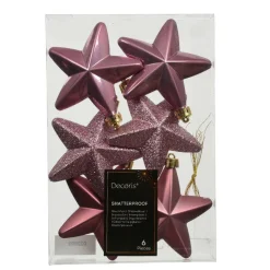 KAEMINGK Lot de 6 étoiles de Noël à suspendre (H7 cm) Alpine Vieux rose
