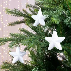 KAEMINGK Lot de 6 étoiles de Noël à suspendre (H7 cm) Alpine Blanc Hot