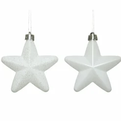 KAEMINGK Lot de 6 étoiles de Noël à  suspendre (H7 cm) Alpine Blanc Hot