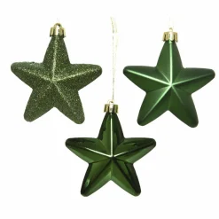 KAEMINGK Lot de 6 étoiles de Noël à suspendre (H7 cm) Alpine Vert sapin Outlet