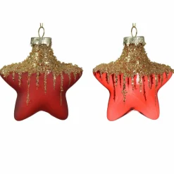 KAEMINGK Lot de 2 étoiles de Noël à suspendre en verre (H10 cm) Arctique Rouge Clearance
