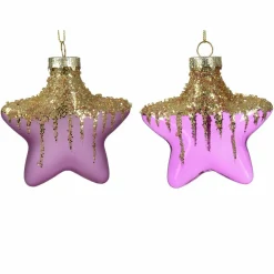 KAEMINGK Lot de 2 étoiles de Noël à suspendre en verre (H10 cm) Arctique Violet Discount