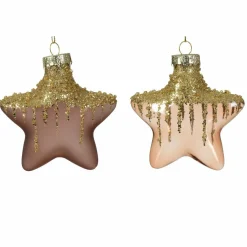KAEMINGK Lot de 2 étoiles de Noël à suspendre en verre (H10 cm) Arctique Brun café Clearance