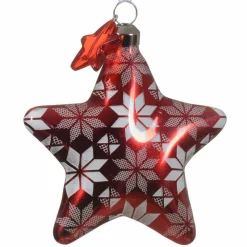 KAEMINGK Lot de 2 étoiles de Noël à suspendre en verre (H8 cm) Floconées Rouge Hot