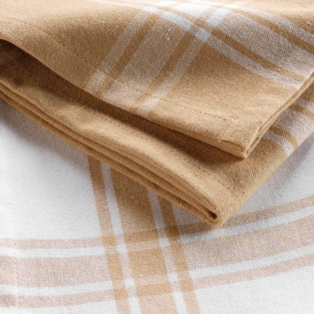DOUCEUR D'INTERIEUR Lot de 2 torchons coton recyclé Cuisiline Beige Discount