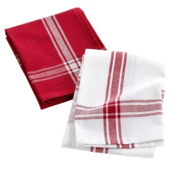 DOUCEUR D'INTERIEUR Lot de 2 torchons coton recyclé Cuisiline Bordeaux New