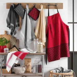 DOUCEUR D'INTERIEUR Lot de 2 torchons coton recyclé Cuisiline Gris Anthracite Outlet
