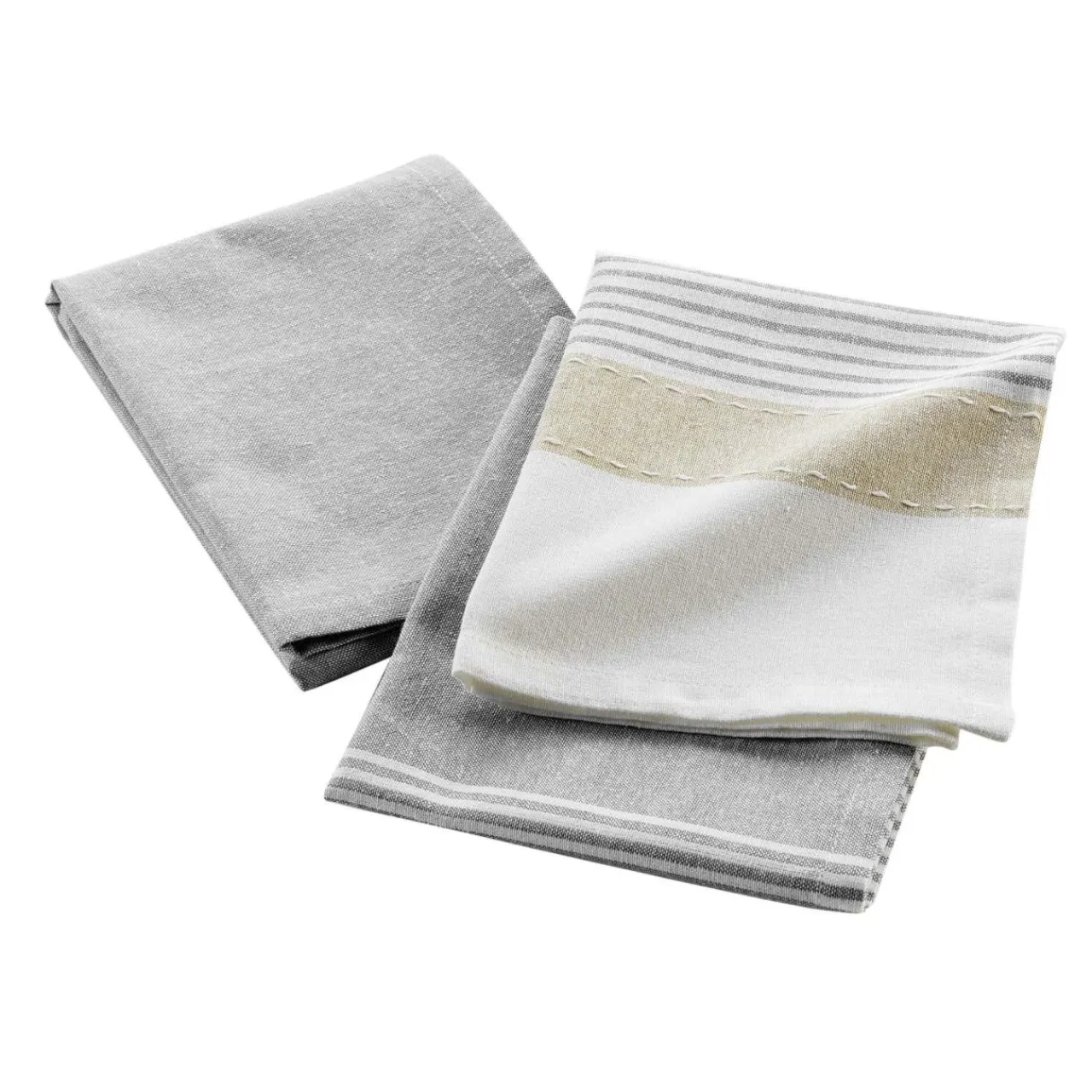 douceur d'intu017drieur Lot de 2 torchons coton tissé (50 x 70 cm) Iliade Blanc Gris Sale