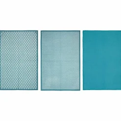 ATMOSPHERA Lot de 3 torchons Geom Bleu canard Discount