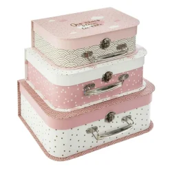 Atmosphera createur d'interieur for kids Lot de 3 valises gigognes enfant Douceur Rose New