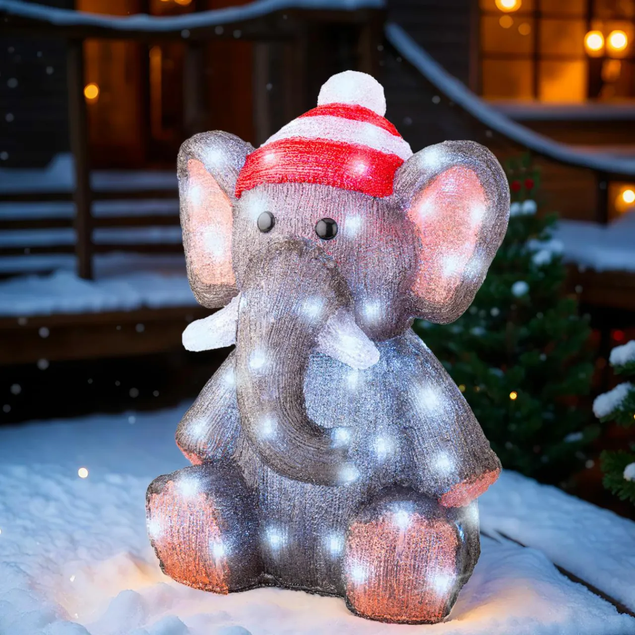 EMINZA Éléphant lumineux 70 LED (H46 cm) Lulu Blanc froid Best